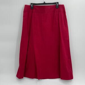 New SUTTON STUDIO Linen Blend A Line Knee Length Skirt Womens 12P Red Swing